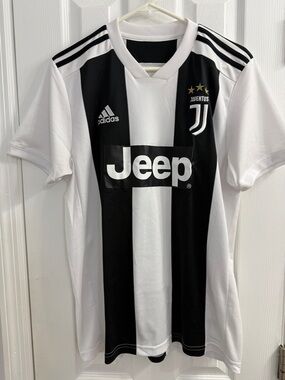 adidas Black and White Juventus Jersey with Jeep Logo